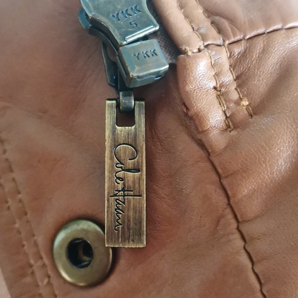 NWOT COLE HAAN BROWN LEATHER JACKET. - Picture 9 of 9
